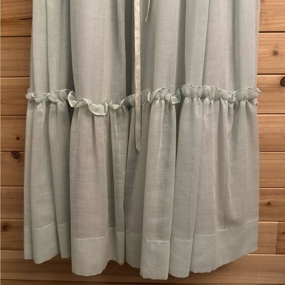 Vintage Size Small Baby Blue Lace Tiered Tie Strap Coquette Prairie Maxi Dress - Picture 8 of 14